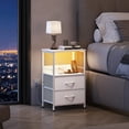 thumbnail image 2 of Mesita de noche blanca WLIVE LED con 2 cajones y cargador USB, 2 of 7