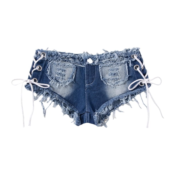 Pantalones cortos vaqueros, micro shorts de mezclilla a la moda para mujer, estilo casual de verano. L