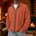 thumbnail image 2 of MXUIKV Men's Jacket Fall Plus Size Lightweight Fleece Zip up Mock Neck Casual Coat Outerwear with Pockets(Large,Orange), 2 of 7