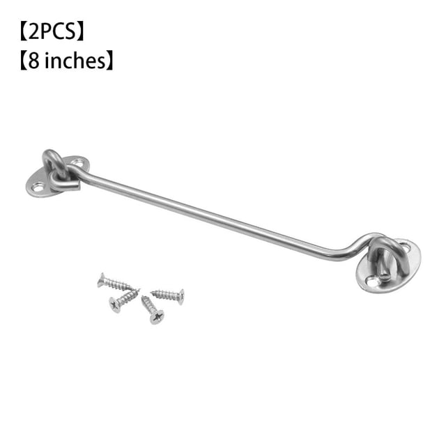 Window Eye Latch Gate Door Window Stainless Steel Windproof Lock Hook with Mounting Screws 8 Inch