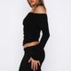 thumbnail image 4 of Top plisado Slim Fit Slash Neck Ladies Bodycon Top Color sólido Streetwear Outfit Hugtrwg Para estrenar, 4 of 7