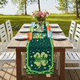 thumbnail image 4 of Table Runners 70 Inches Long Dress Scarves, St. Patrick's Day Farmhouse Coffee/Dining/Kitchen Table Decor, Holiday Table Runner, Lucky Shamrock Gnomes Spring Green 13x70 Inch, 4 of 9
