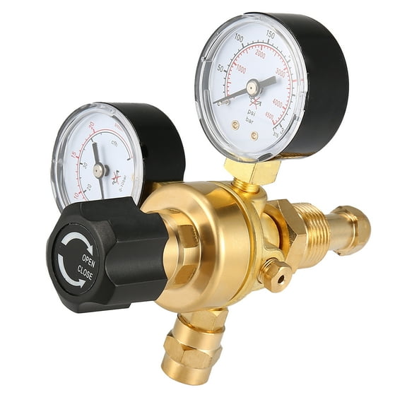 Unique Bargains Dual Gauge Argon CO2 Regulators Gauges Pressure Regulator CGA580 Gas Welding Regulator for Mig Tig 0-4500psi 0-10BAR