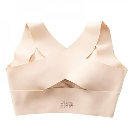

Shengshi Humpback Corrected Seamless Latex Underwear Two-in-One Gathering Adjustable Front Buckle Underwireless Gather Bra New Skin color XL