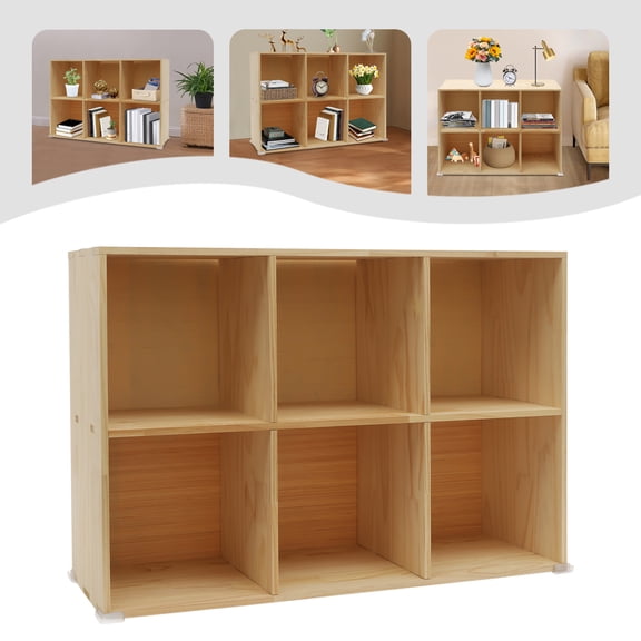 ToppiJoy 2 Tier 6-Cube Bookcase, Solid Wood Open Book Shelf, Modern Storage Organizer for Living Room, Bedroom, Library