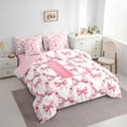 thumbnail image 3 of Castle Fairy Teenagers Cartoon Bow Knot Letter Monogrammed E Twin Bedding Sets 7-Piece,Cute Bow-Tie Plaid Grid Bedding Comforter Set Microfiber,Dreamy Princess Breathable Sheet Sets, 3 of 8