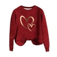 thumbnail image 4 of Iyufng Valentine's Day Sweaters for Women Love Heart Long Sleeve Crew Neck Tops Fall Winter Red,4XL, 4 of 6