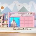 thumbnail image 2 of Leumius Twin Size Loft Bed with Storage Drawers and Stairs,Metal Loft Bed with Lights and Ample Under-bed Spaces,Multi-Storage Spaces,Pink, 2 of 16