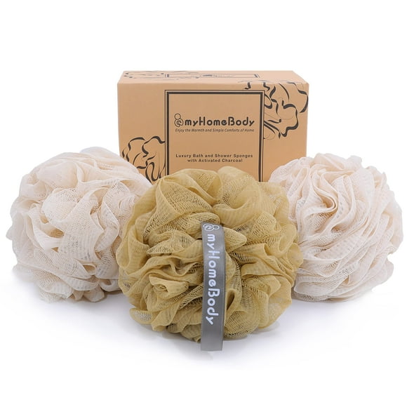 Exfoliante corporal Loofah Sponge MyHomeBody, grande, 70 g, paquete de 3