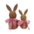 thumbnail image 3 of 2 piezas de adorno de conejo de Pascua tejido, figura de conejo, hermosa decoración coleccionable de conejo Rosa, 3 of 8