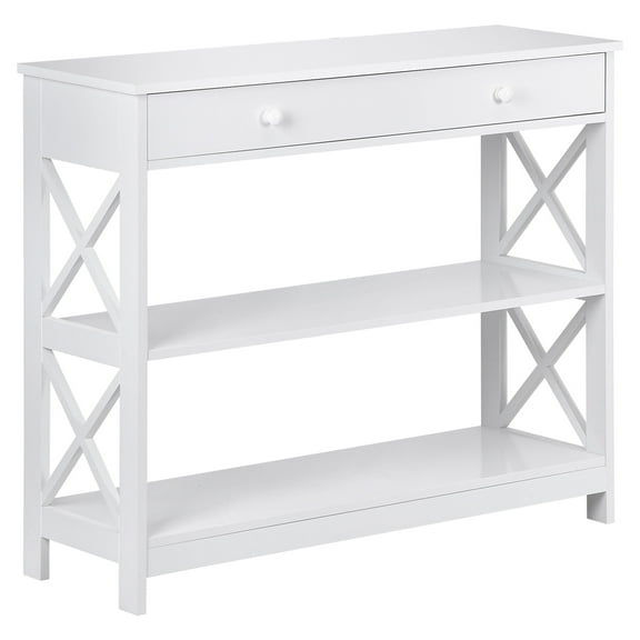 ZENSTYLE End Table Sofa Side Storage Shelf Living Room Bedroom Furniture 3 Tier X-Design White