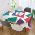 thumbnail image 2 of Yayeee Tablecloths 54" x 54" Rectangle Wrinkle Resistant Party Table Cover, Purple Triangles, 2 of 8