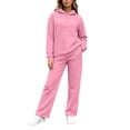 thumbnail image 5 of Zynoxe Womens Two Piece Sweatsuits Sets Casual Solid Color Zipper Hoodies and Wide Leg Pants Lounge Sets Trendy Soft Comfortable Matching Outfit Pink XL, 5 of 6
