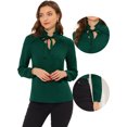 thumbnail image 2 of Blusa informal de manga larga con cuello en V y volantes para mujer Verde oscuro XL, 2 of 4