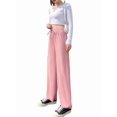 thumbnail image 3 of Womens Waffle Knit Lounge Wide Leg Pants High Elastic Waist Flowy Sweater Pants with Drawstring Pink S, 3 of 7