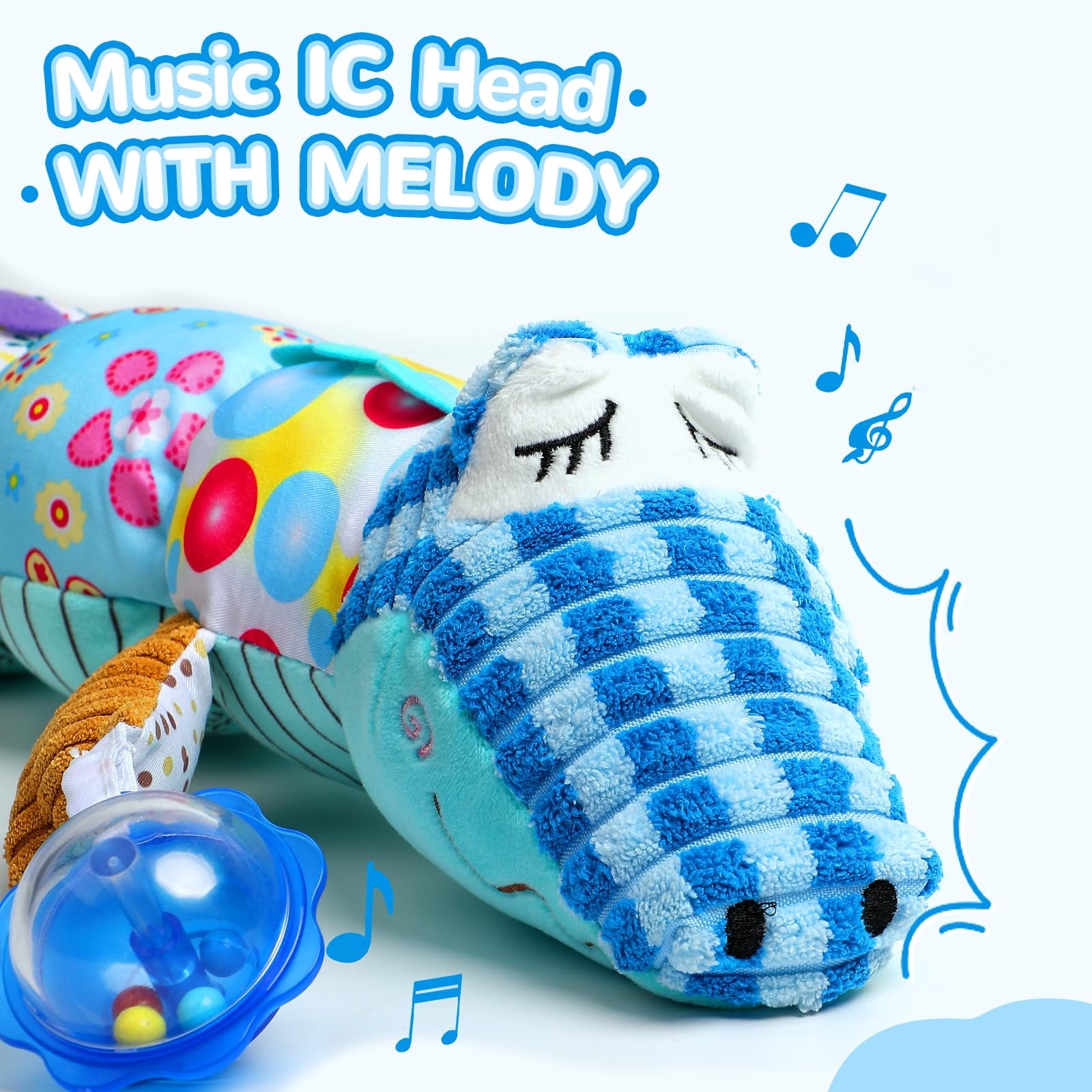Baby Toys Musical Crocodile,Infant Toys Stuffed Animals with Ruler Design,Baby Boy Toys 6 to 12 Months,Infant 3 4 5 7 8 9 Months Old Baby Toys