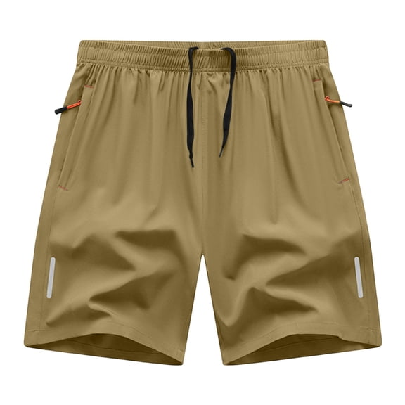 SOOMLON Gym Shorts for Men with Zipper Pockets Reflective Stripe Big and Tall Half Pants Elastic Waist Shorts Gym Shorts