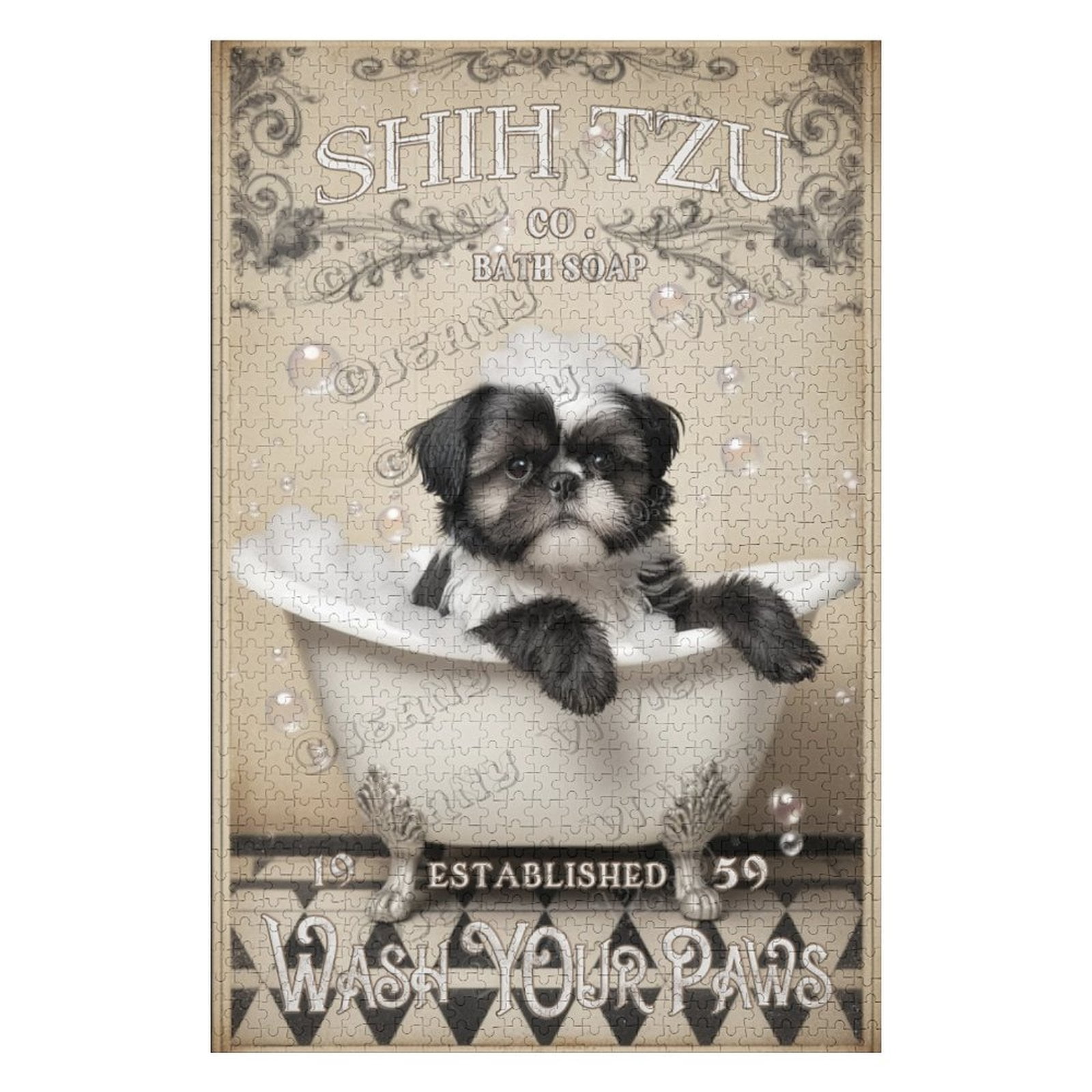 Jigsaw Puzzles 1000 Pieces for Adults, Families Black White Shih