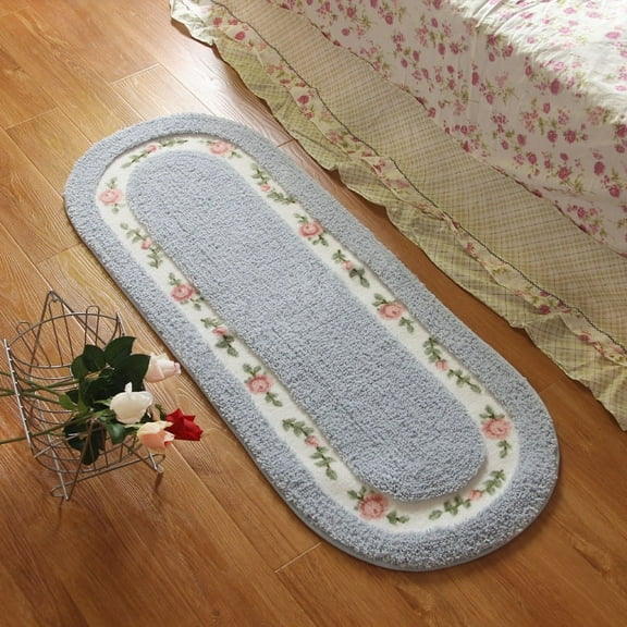 Nvzi Nice Rose Flower Area Rugs for Living Room Bedroom Super Soft Bathroom Rugs Bath Mat Bath Rugs Non Slip Door Mat Floor Mat Kitchen Mat 17.71 x 49.21 Inch(Blue)