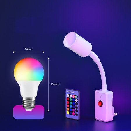 

Toyella Photograph Led Bedroom Atmosphere Light Remote Control Color-Changing Vibrato Fill Light Selfie Purple Atmosphere Lighting Night Light Two plug version 10W bulb 220V US