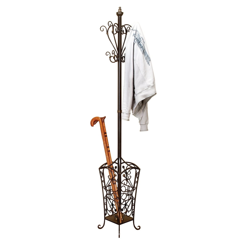 DecMode 74" x 11" Black Metal Traditional Coat Rack