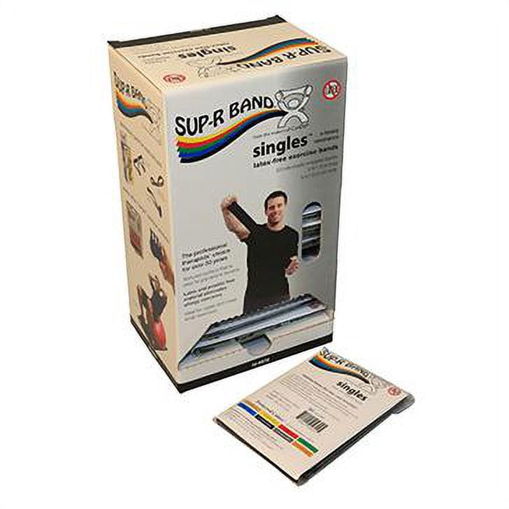 Sup-R Band Latex-Free 5-Foot Single Exercise Band, 30-Pieces Dispenser, Black
