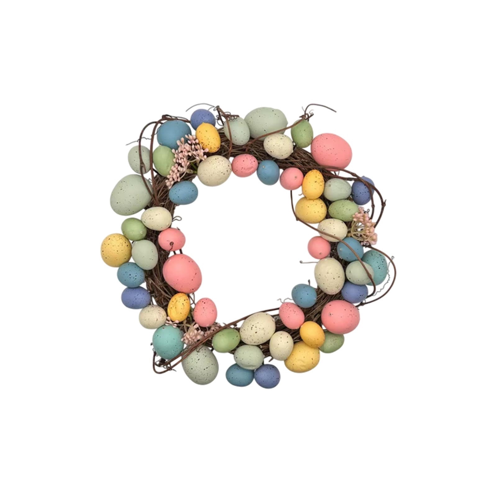 Easter Day Decor, Easter Egg Wreath Artificial Rattan Ring Door Hanger Home Party Decor C