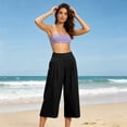 thumbnail image 5 of Enjoytime Womens Capri Pants High Waist Pleated Wide Leg Capris Summer Casual Loose Plus Size Pants with Pockets, 5 of 7