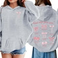 thumbnail image 2 of Confree Sweatshirts For Girls Spring Autumn Graphic Print Long Sleeve Hoodies Everyday Wear Casual Comfortable Big Girls Pullover Top Size 9-10 Years Gray, 2 of 6