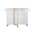 thumbnail image 5 of Hassch Rolling Kitchen Island Cart with Folding Drop Leaf Wood Top, Portable Trolley Island with Large Storage Cabinet, Adjustable Shelf and 3 Drawers, White, 5 of 9