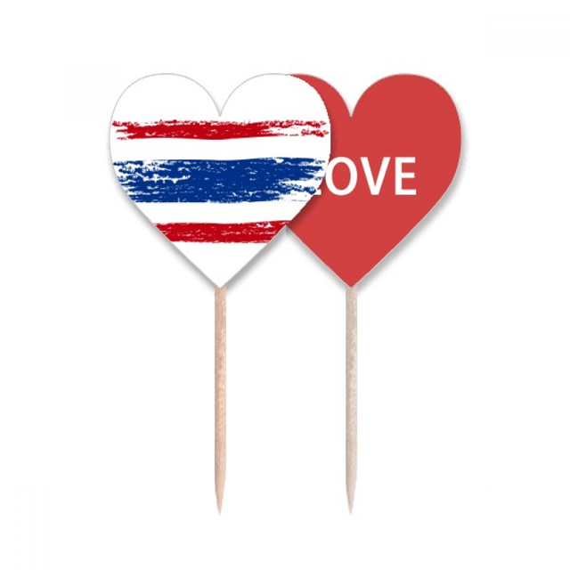Dibujo Acuarela Tailandia bandera ilustracion Palillos de dientes bandera etiqueta de amor selección de pastelitos
