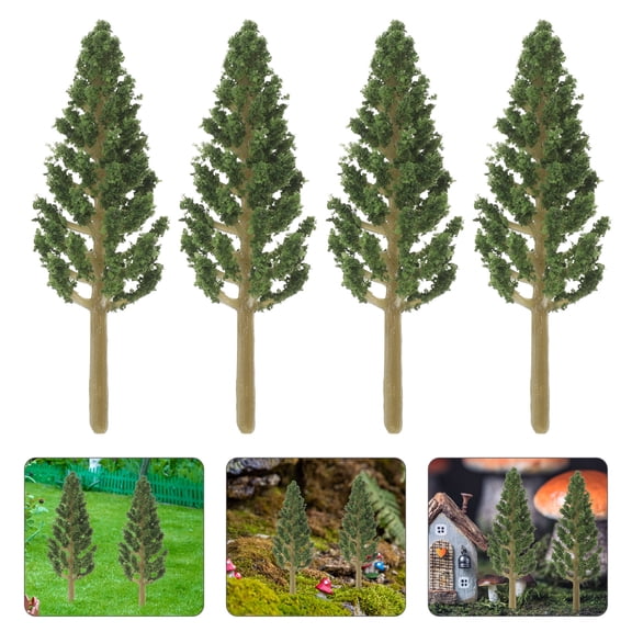 HEMOTON  50 Pcs Mini Landscape Decor Miniature Fake Tree Green Artificial Toy Trees