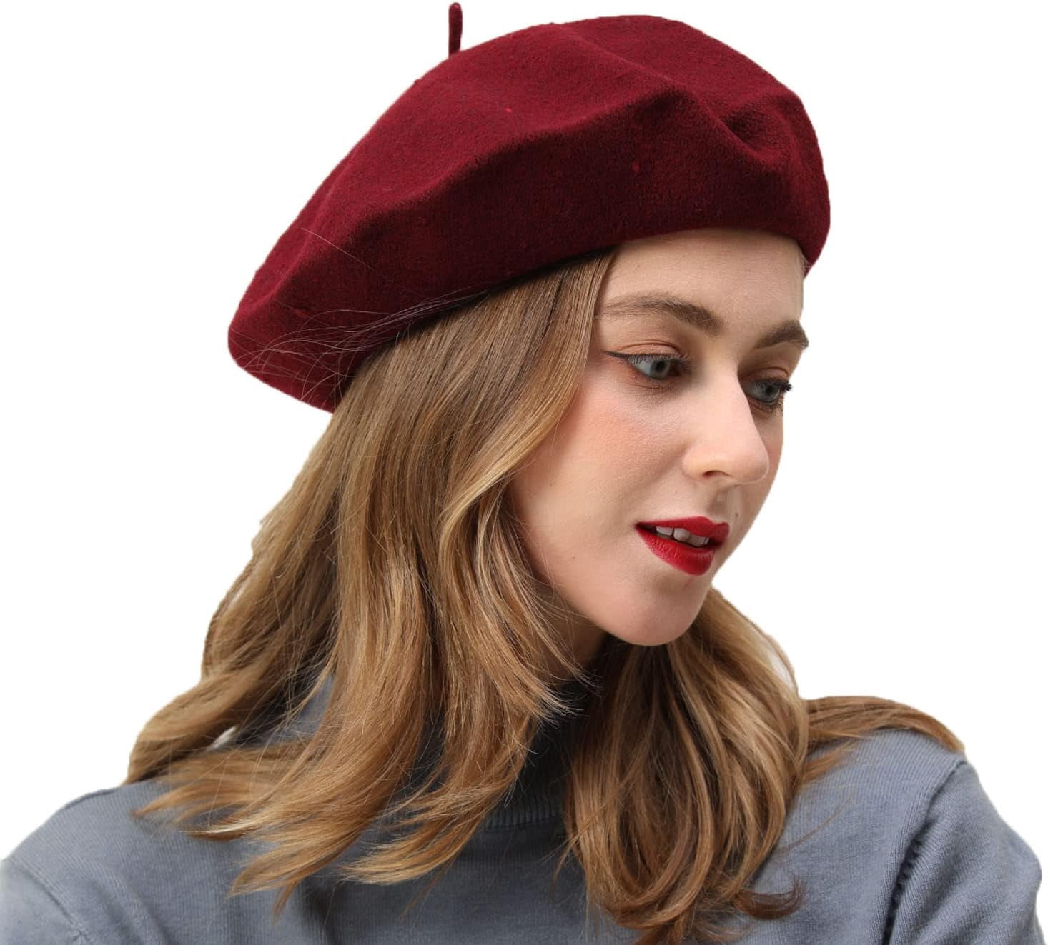 Women Girl Wool Felt Beret Cap Winter Warm Classic Solid  display picture 1
