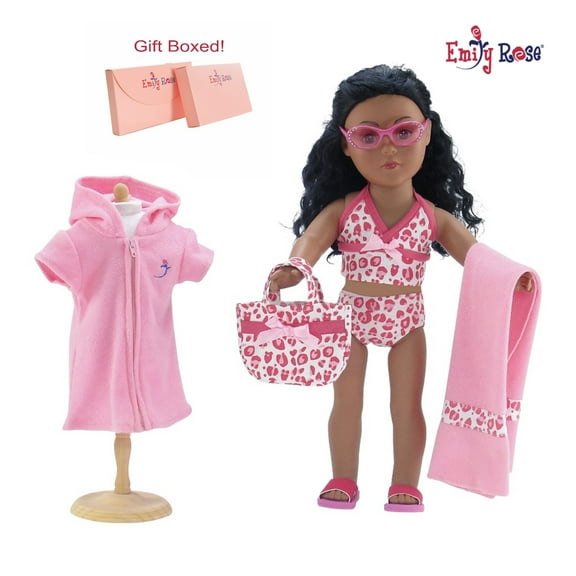 Emily Rose 18 inch Doll 7 Piece 18" Doll Bathing Suit Swimming Beach Pool Set | GIFT BOXED! | 18" Doll Outfit fits American Girl Dolls