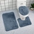 thumbnail image 5 of 3 Piece Bathroom Set Includes Bath Mat Toilet Lid Cover And Rug Mat, 19"X 30" Bathmat 2 Piece 19"X 19" Mats (Rug And Toilet Lid Cover), Soft Plush Material Easy To Set Up Machine, 5 of 6