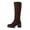 Coffee, variant on Women's Knee High Boots Pointed Toe Chunky Block Heel Tall Boots with Back Zipper Long Boot Black 8.5(41)