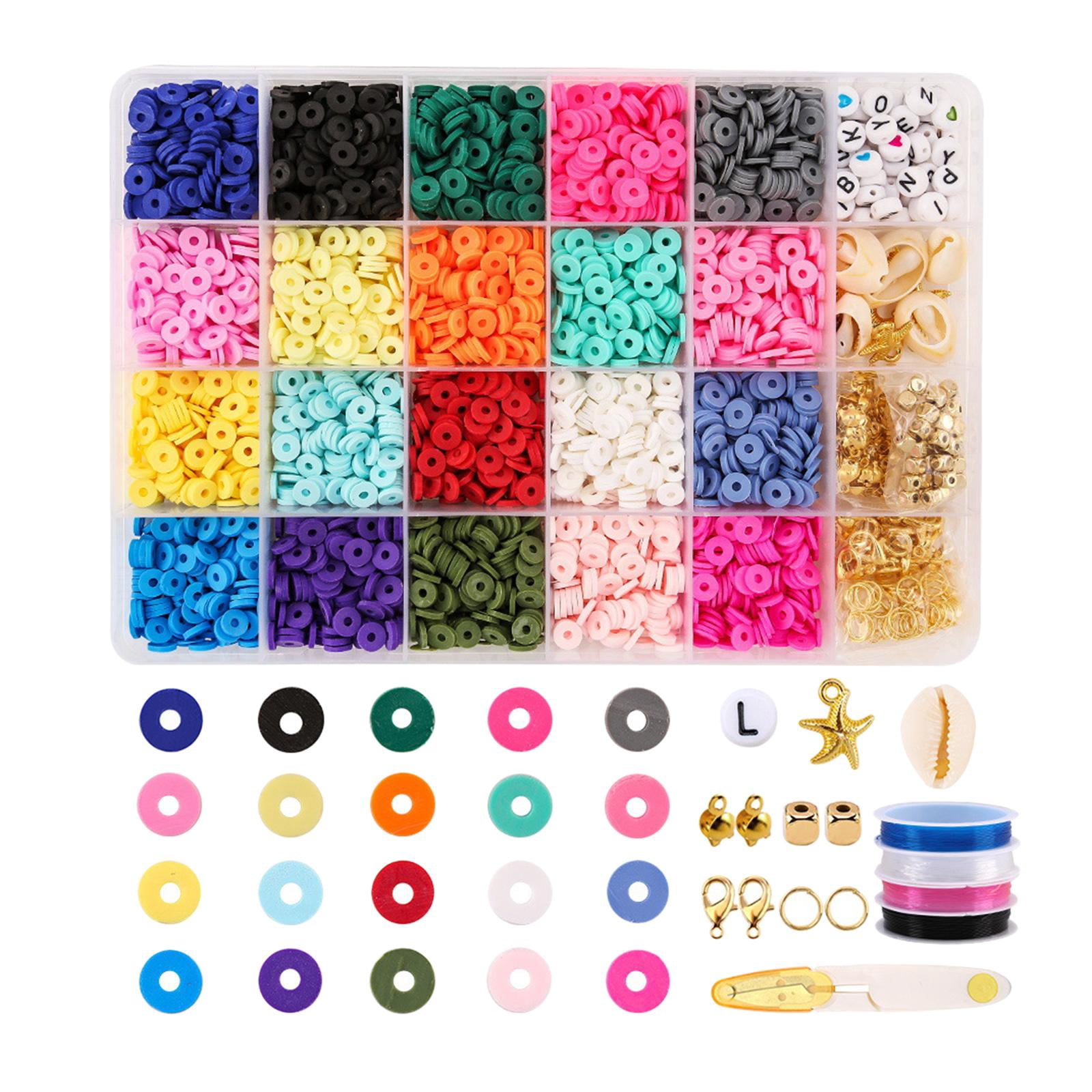Milageto Clay Beads 6mm Mixed Color Loose Beads DIY Jewelry Accs 24 Grid Letter Bead