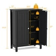 thumbnail image 2 of Gymax 2-Door Bathroom Floor Storage Cabinet Space Saver Organizer Black, 2 of 10
