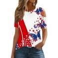 thumbnail image 2 of Fartey 4th of July Shirts for Women Proud Patriotic USA Flag Graphic Tshirts Elegant Short Sleeve Tees Classic Crewneck Buttons Blouses Tops Going Out Tops for Women, 2 of 7