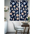 thumbnail image 3 of Summer Watercolor Style Sheer Curtains 63 Inch Long 2 Panels, Blue Ocean Shell Nautilus Light Filtering Rod Pocket Curtains, Sheer Voile Drapes for Living Room Bedroom, 52"x63", 3 of 8