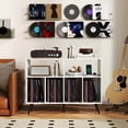 thumbnail image 2 of Costway Large Record Player Stand Cabinet with Built-in Power Outlet Open Shelves, 2 of 10