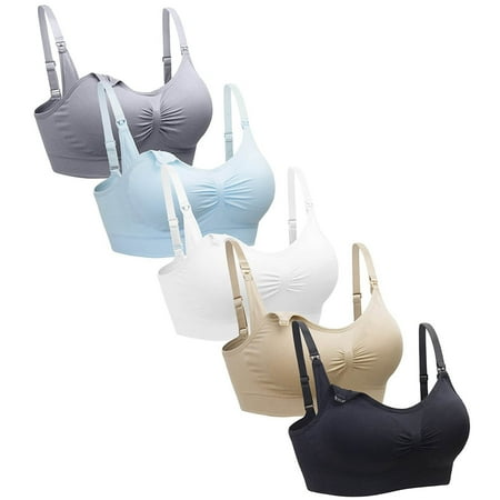 

QWANG Women s Bra 5pack Wireless Deep V Neck Maternity Breastfeeding Bra