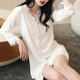 thumbnail image 4 of ITSAME Womens Robes Dress, Solid Color Button V Neck Long Sleeve Comfy Pajamas Homewear White XL, 4 of 8