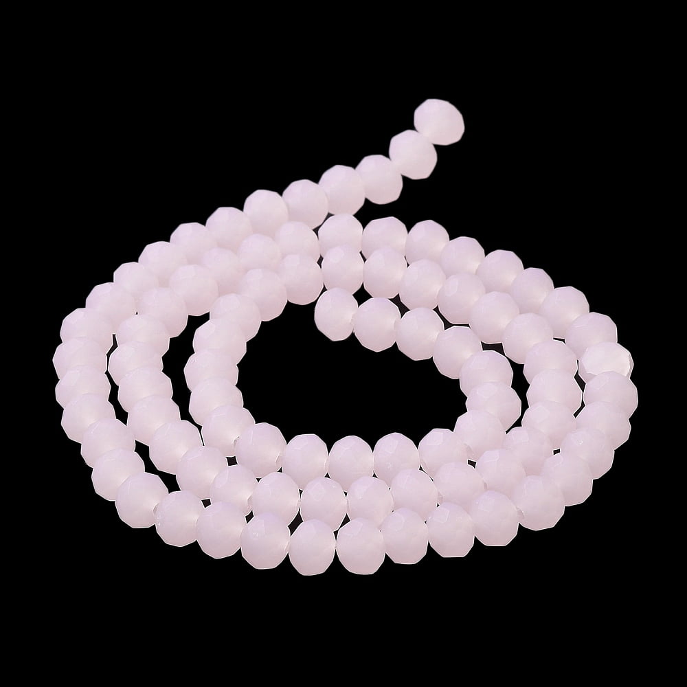 10strands Imitation Solid color Glass Beads Strands Faceted Frosted Rondelle Pink 8mm Hole: 1mm about 63~65pcs/strand 39~40cm