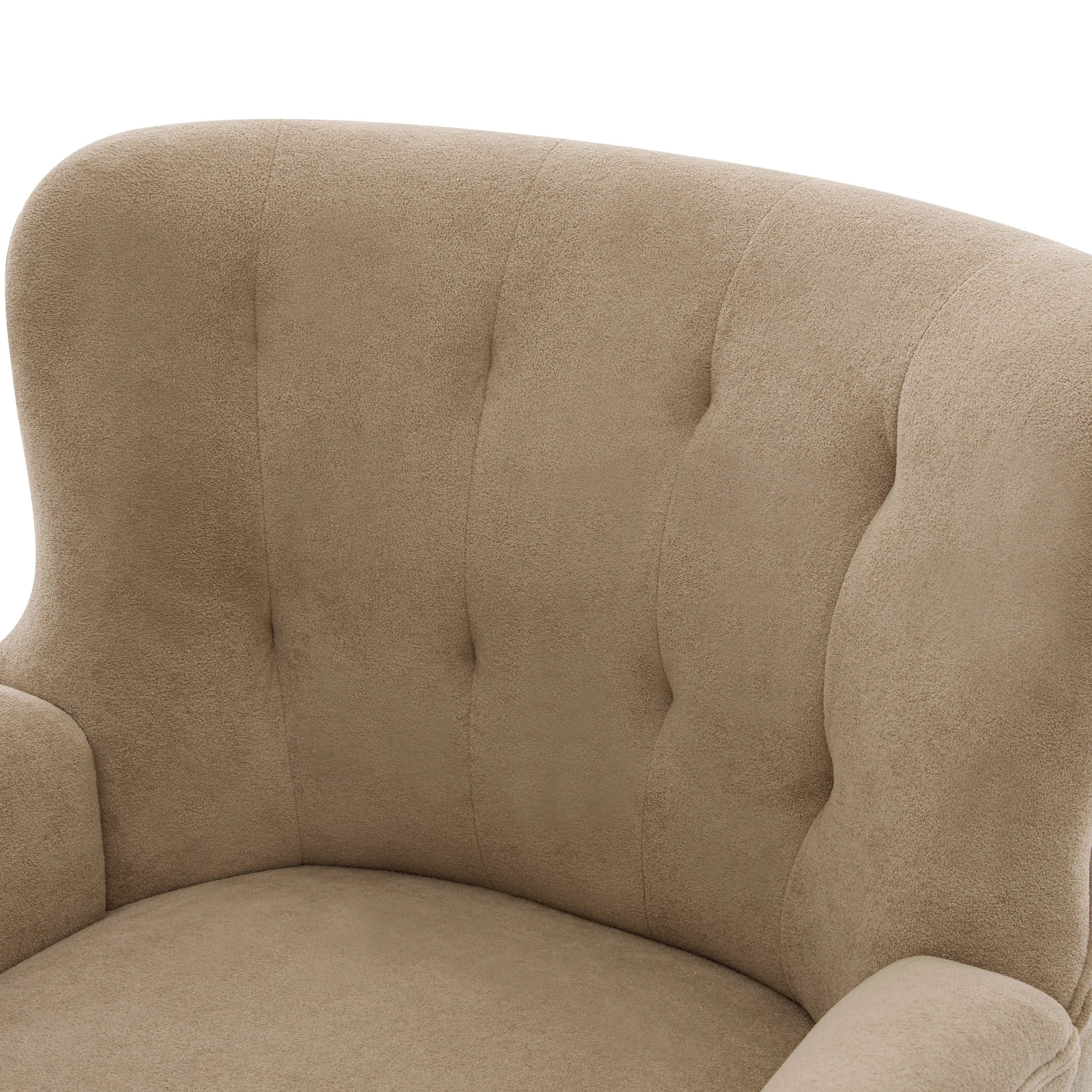 Euroco Modern Accent Chair,Upholstered Armchair with Round Arm & Solid Wood Legs,Comfy Reading Chair Club Chair for Bedroom, Living Room,Brown