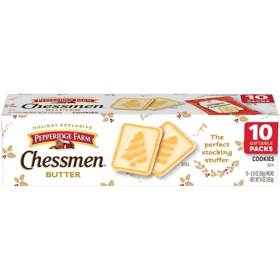 Pepperidge Farm Chessmen Butter Holiday Cookies, 10 Single-Serve Packs
