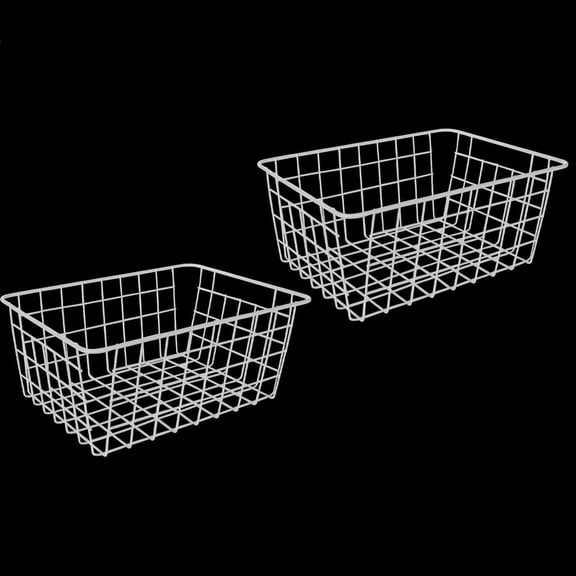 2Pack Freezer Storage Organizer, Deep Refrigerator Wire Household Bins with Built-in Handles, Stackable Freezer Wire Baskets for Chest and Upright Freezer, Cabinet, Pantry, Closet, Bedroom