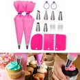 thumbnail image 3 of 15 piezas de bolsas de tuberías y puntas de material acero inoxidable y bolsas de repostería con puntas de glaseado, de suministros para decoración de , Rosa BLESIY Boquillas de tuberías, 3 of 8