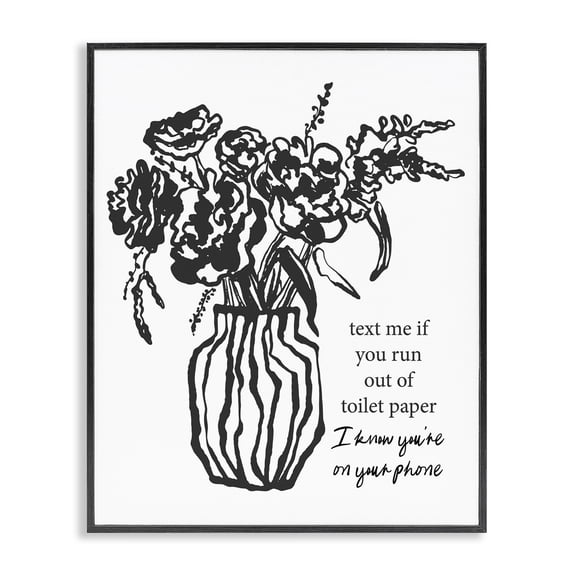 Stupell Industries Text Me Bathroom Florals Black Framed Giclee Art, design by Lettered and Lined