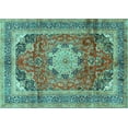 thumbnail image 1 of Ahgly Company Machine Washable Indoor Rectangle Medallion Turquoise Blue Traditional Area Rugs, 6' x 9', 1 of 4